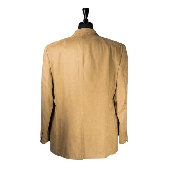 Chaps Ralph Lauren Mens Blazer Beige Faux Suede 2 Button Jacket Sport Coat 46R - Picture 2 of 9